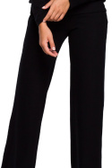 Spodnie damskie z gumą i szerokimi nogawkami dzianinowe czarne S249