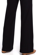 Spodnie damskie z gumą i szerokimi nogawkami dzianinowe czarne S249