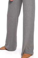 Spodnie damskie z gumą i szerokimi nogawkami dzianinowe szare S249