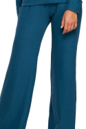 Spodnie damskie z gumą i szerokimi nogawkami dzianinowe morskie S249