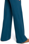 Spodnie damskie z gumą i szerokimi nogawkami dzianinowe morskie S249