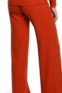 Spodnie damskie z gumą i szerokimi nogawkami dzianinowe rude S249