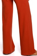 Spodnie damskie z gumą i szerokimi nogawkami dzianinowe rude S249