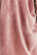 Sukienka welurowa mini z długim rękawem i dekoltem V różowa A378