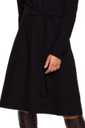 Sukienka z żorżety fason A wiązana dekolt V wiskoza czarna S250