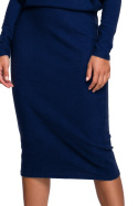 Sukienka midi z wiskozy z drapowanym dekoltem długi rękaw atramentowa S251
