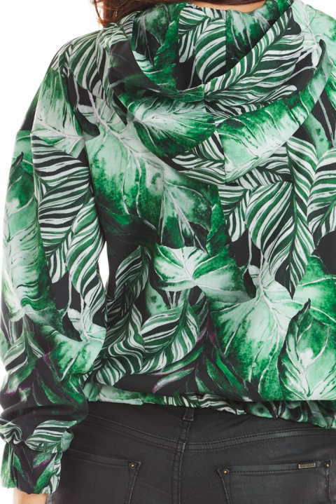 Bluza damska z kapturem i ściągaczami z nadrukiem zielona A369 Bluza damska z kapturem i ściągaczami z nadrukiem zielona A369