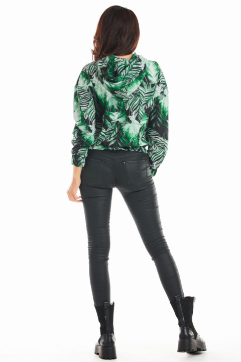 Bluza damska z kapturem i ściągaczami z nadrukiem zielona A369 Bluza damska z kapturem i ściągaczami z nadrukiem zielona A369