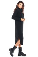 Sukienka swetrowa midi z golfem i długim rękawem czarna A394