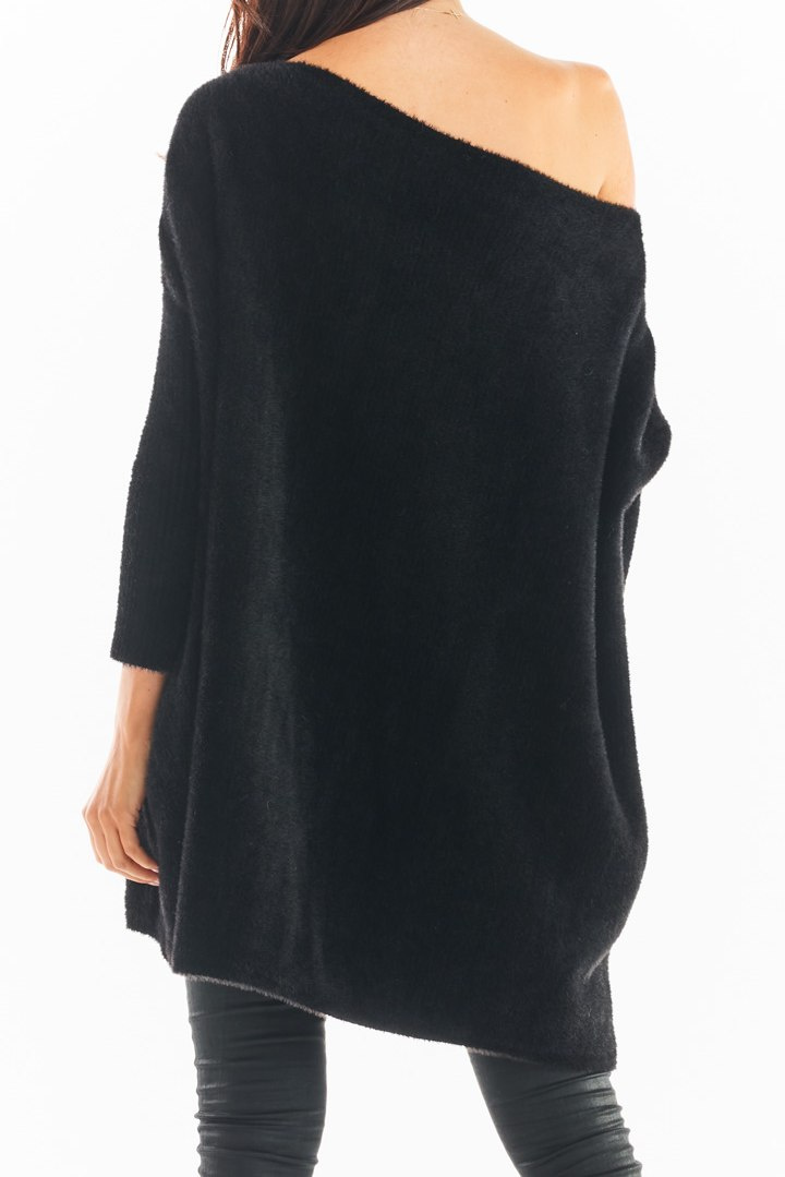Sukienka swetrowa mini oversize z długim rękawem czarna A397 Sukienka swetrowa mini oversize z długim rękawem czarna A397