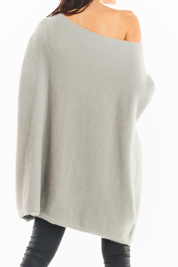 Sukienka swetrowa mini oversize z długim rękawem szara A397 Sukienka swetrowa mini oversize z długim rękawem szara A397