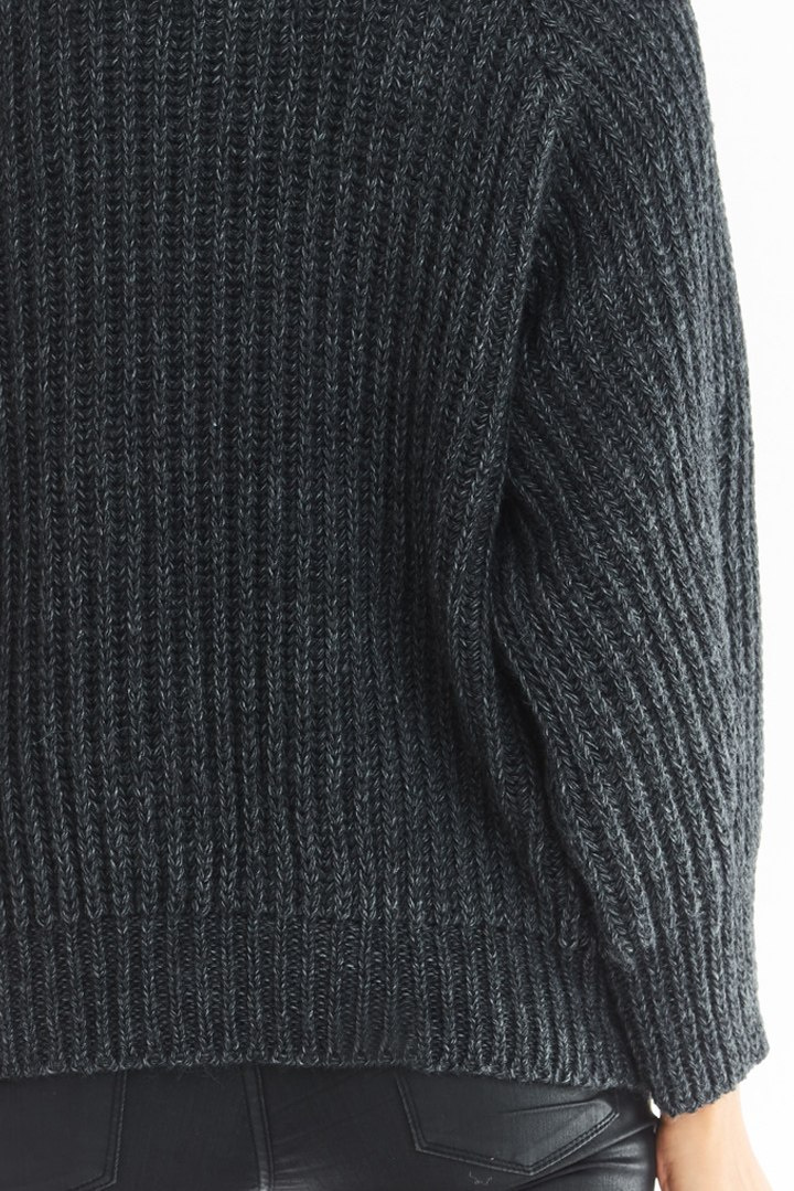 Sweter damski nietoperz gruby z półgolfem luźny grafitowy A389