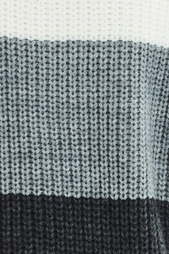 Sweter damski trzykolorowy z dekoltem V i ściągaczem szary A390 Sweter damski trzykolorowy z dekoltem V i ściągaczem szary A390