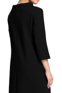Sukienka dresowa midi luźna z wiązaniem krótki rękaw 3/4 czarna B070