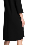 Sukienka dresowa midi luźna z wiązaniem krótki rękaw 3/4 czarna B070