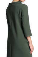 Sukienka dresowa midi luźna z wiązaniem krótki rękaw 3/4 zielona B070