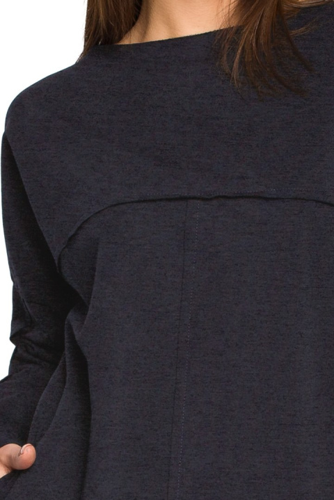 Prosta tunika dresowa mini oversize z długim rękawem grafitowa B059 Prosta tunika dresowa mini oversize z długim rękawem grafitowa B059