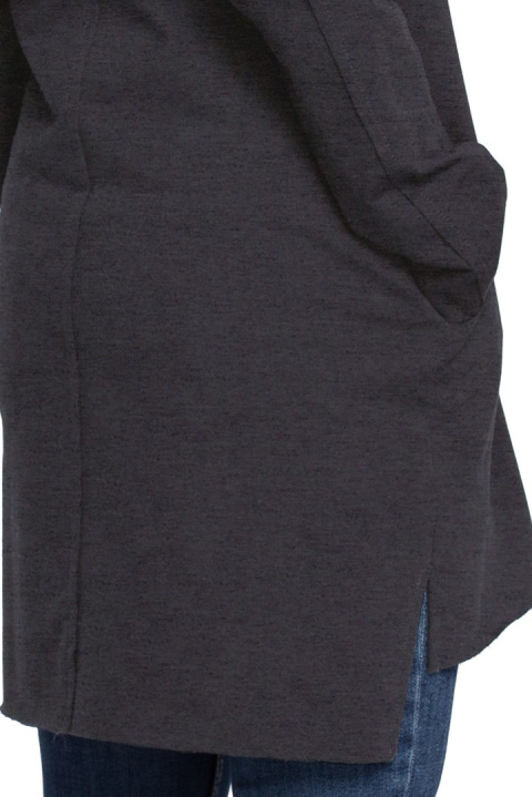 Prosta tunika dresowa mini oversize z długim rękawem grafitowa B059 Prosta tunika dresowa mini oversize z długim rękawem grafitowa B059