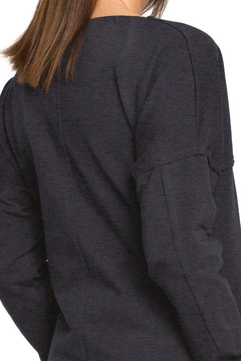 Prosta tunika dresowa mini oversize z długim rękawem grafitowa B059 Prosta tunika dresowa mini oversize z długim rękawem grafitowa B059