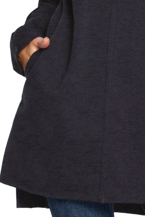 Prosta tunika dresowa mini oversize z długim rękawem grafitowa B059 Prosta tunika dresowa mini oversize z długim rękawem grafitowa B059