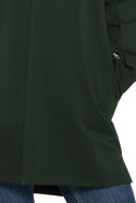 Prosta tunika dresowa mini oversize z długim rękawem zielona B059