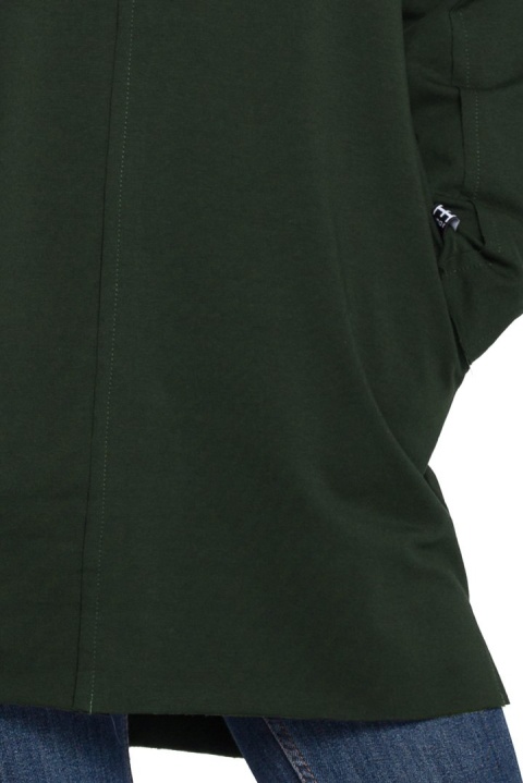 Prosta tunika dresowa mini oversize z długim rękawem zielona B059 Prosta tunika dresowa mini oversize z długim rękawem zielona B059