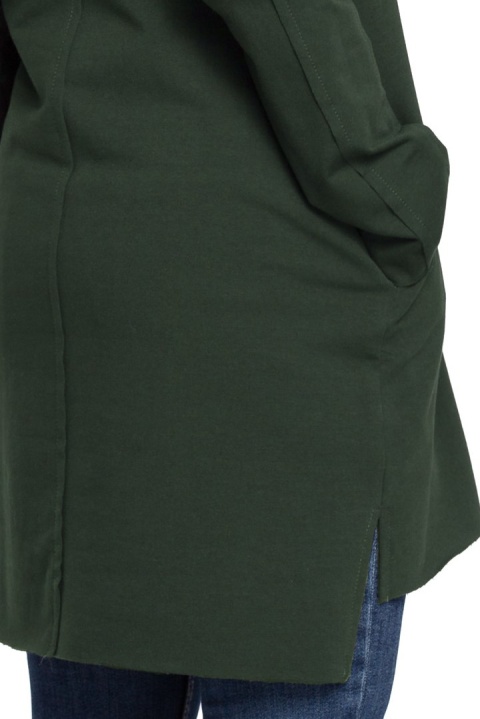 Prosta tunika dresowa mini oversize z długim rękawem zielona B059 Prosta tunika dresowa mini oversize z długim rękawem zielona B059