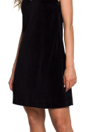 Sukienka welurowa trapezowa mini na ramiączkach czarna me560