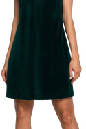 Sukienka welurowa trapezowa mini na ramiączkach zielona me560