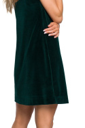 Sukienka welurowa trapezowa mini na ramiączkach zielona me560