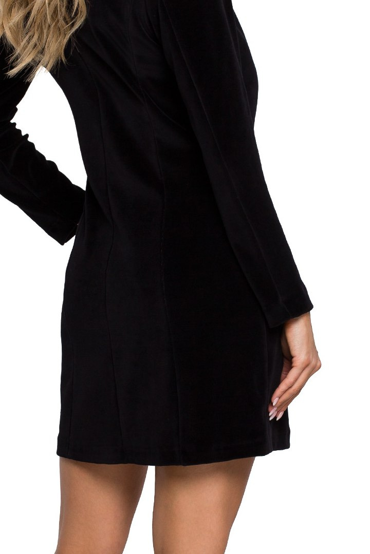 Sukienka welurowa żakietowa mini zapinana na guzik czarna me562