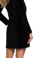 Sukienka welurowa żakietowa mini zapinana na guzik czarna me562