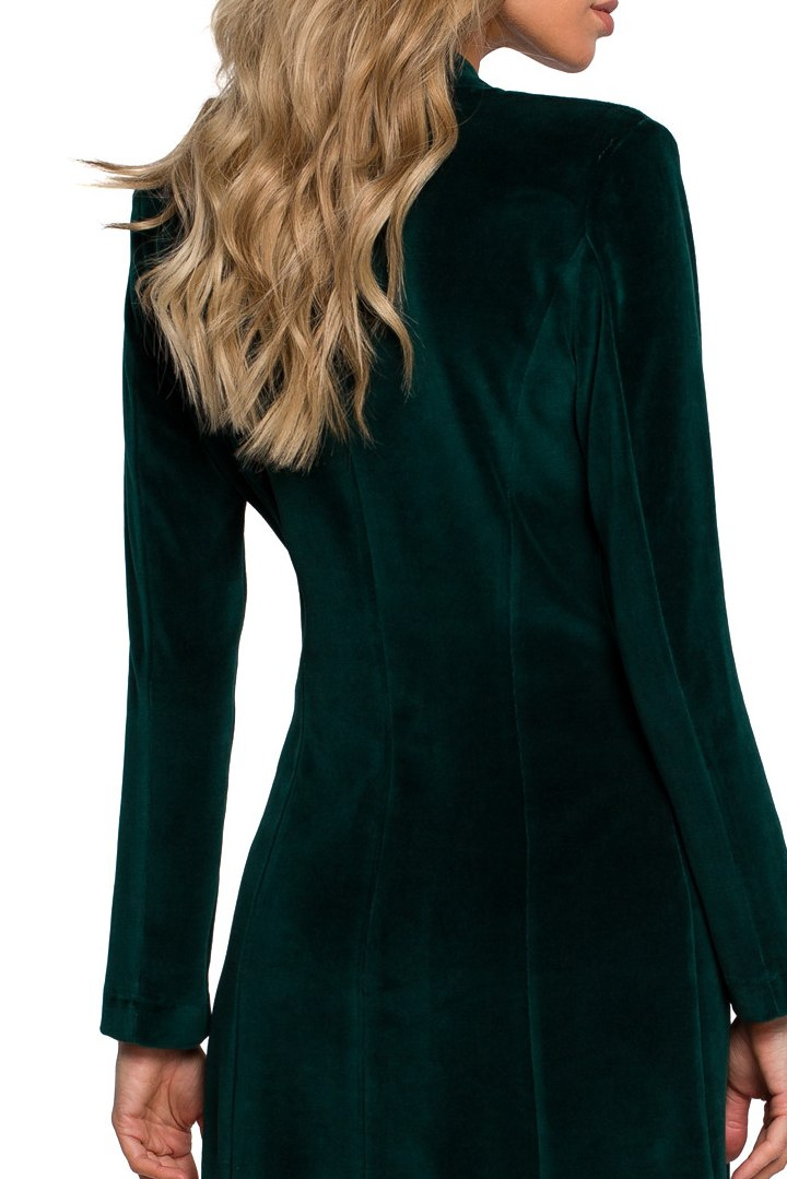 Sukienka welurowa żakietowa mini zapinana na guzik zielona me562