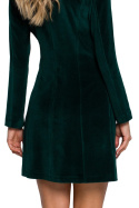 Sukienka welurowa żakietowa mini zapinana na guzik zielona me562