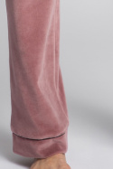 Spodnie damskie welurowe od piżamy z kieszeniami brudny róż LA008