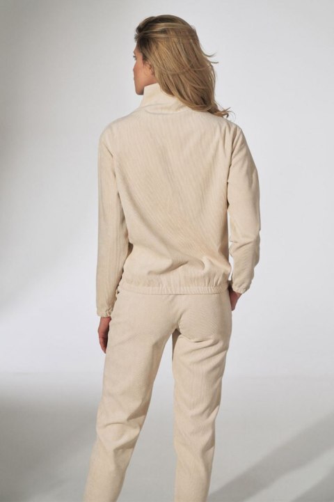 Bluza damska sztruksowa z gumką rozpinana ze stójką beżowa M741 Bluza damska sztruksowa z gumką rozpinana ze stójką beżowa M741