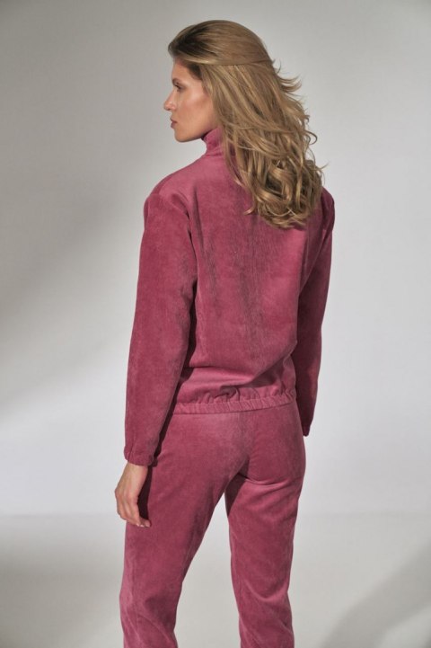 Bluza damska sztruksowa z gumką rozpinana ze stójką różowa M741 Bluza damska sztruksowa z gumką rozpinana ze stójką różowa M741