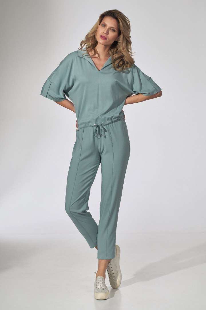 Bluzka damska kimono gładka z krótkim rękawem dekolt V miętowa M744 Bluzka damska kimono gładka z krótkim rękawem dekolt V miętowa M744