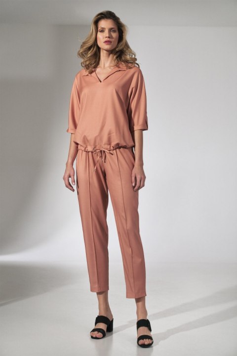 Bluzka damska kimono gładka z krótkim rękawem dekolt V pomarańczowa M744 Bluzka damska kimono gładka z krótkim rękawem dekolt V pomarańczowa M744