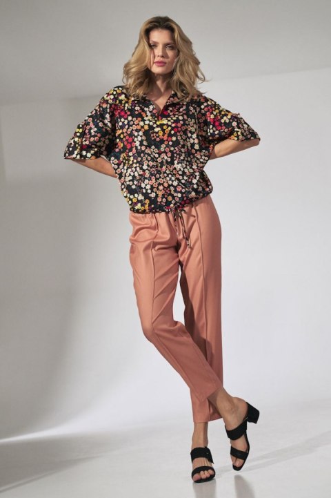 Bluzka damska kimono w kwiaty z krótkim rękawem dekolt V w122 M744 Bluzka damska kimono w kwiaty z krótkim rękawem dekolt V w122 M744