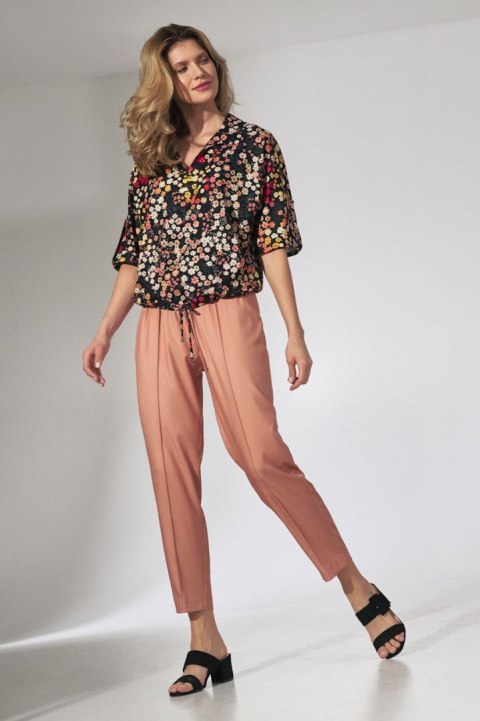 Bluzka damska kimono w kwiaty z krótkim rękawem dekolt V w122 M744 Bluzka damska kimono w kwiaty z krótkim rękawem dekolt V w122 M744