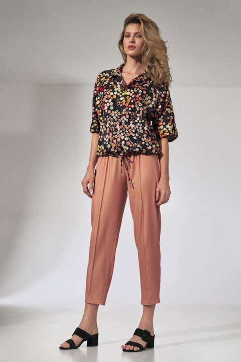 Bluzka damska kimono w kwiaty z krótkim rękawem dekolt V w122 M744 Bluzka damska kimono w kwiaty z krótkim rękawem dekolt V w122 M744