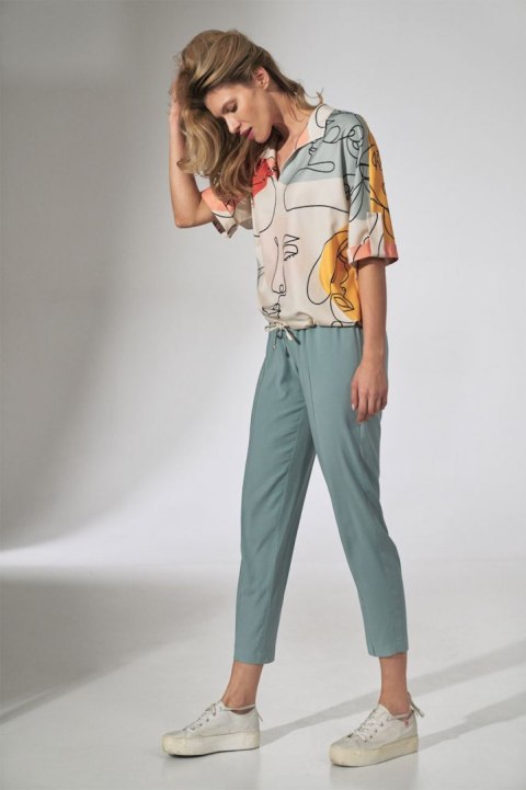 Bluzka damska kimono z nadrukiem z krótkim rękawem dekolt V w123 M744 Bluzka damska kimono z nadrukiem z krótkim rękawem dekolt V w123 M744