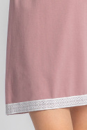 Koszula damska nocna mini z koronkowym brzegiem wrzosowa LA043