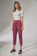 Spodnie damskie sztruksowe z kieszeniami zwężane nogawki różowe M742