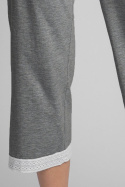 Spodnie damskie od piżamy z koronkowym brzegiem szare LA041