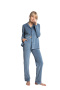 Spodnie damskie welurowe od piżamy z kieszeniami niebieskie LA008