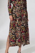 Sukienka maxi koszulowa w kwiaty z długim rękawem w122 M740