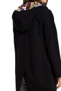 Bluza damska oversize z kapturem rozpinana na skos S/M; L/XL czarna B091