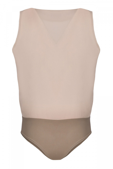Body damskie eleganckie z kopertowym dekoltem bez rękawów beżowe M677 Body damskie eleganckie z kopertowym dekoltem bez rękawów beżowe M677